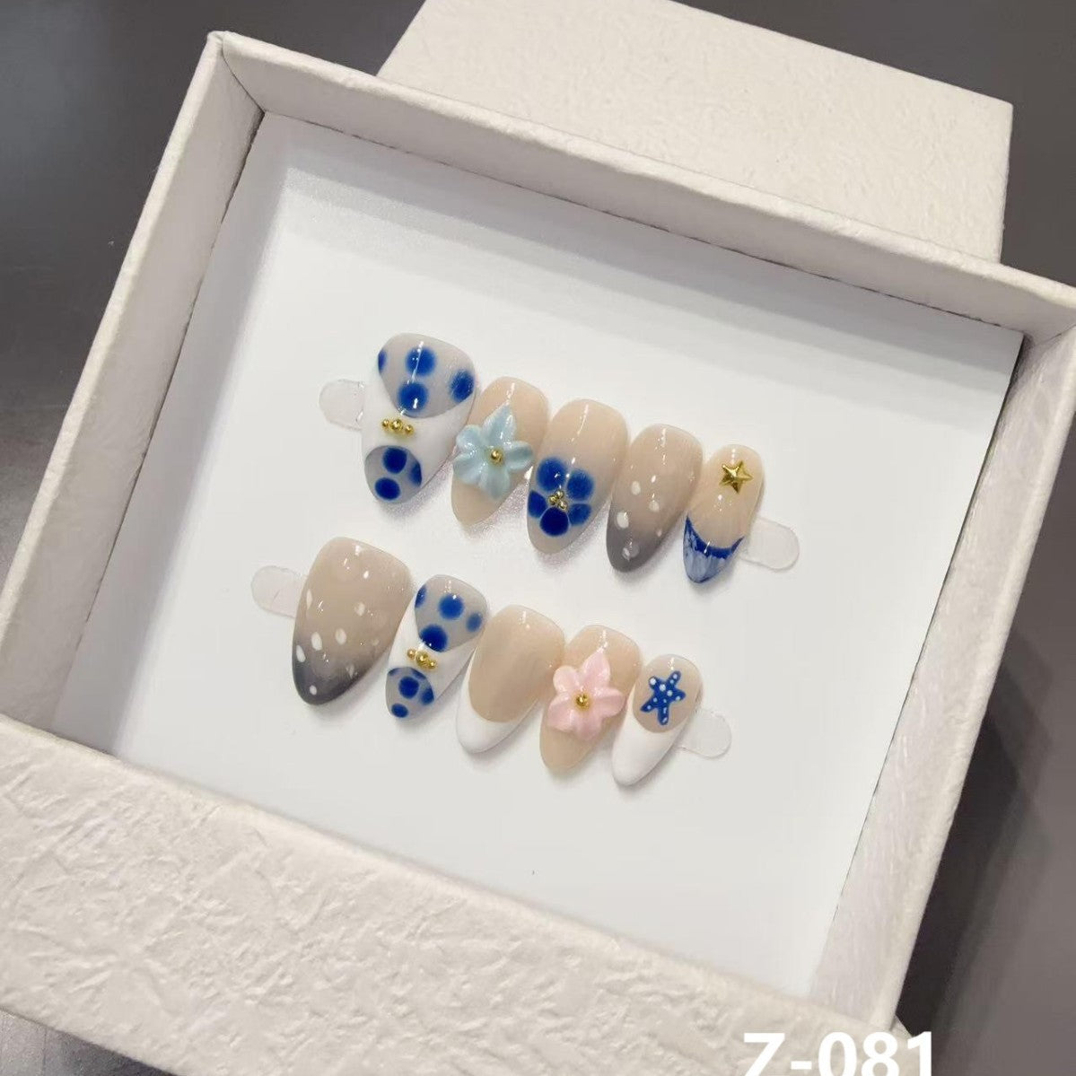 Tea Time - Blue and Pink | Short Almond